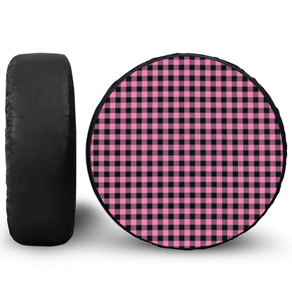 Pink And Black Buffalo Check Print Tire Cover