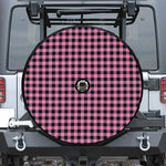 Pink And Black Buffalo Check Print Tire Cover With Camera Hole