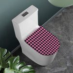 Pink And Black Buffalo Check Print Toilet Lid Cover