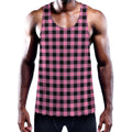 Pink And Black Buffalo Check Print Men's Workout Tank Top