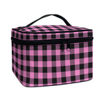 Pink And Black Buffalo Check Print Travel Makeup Bag