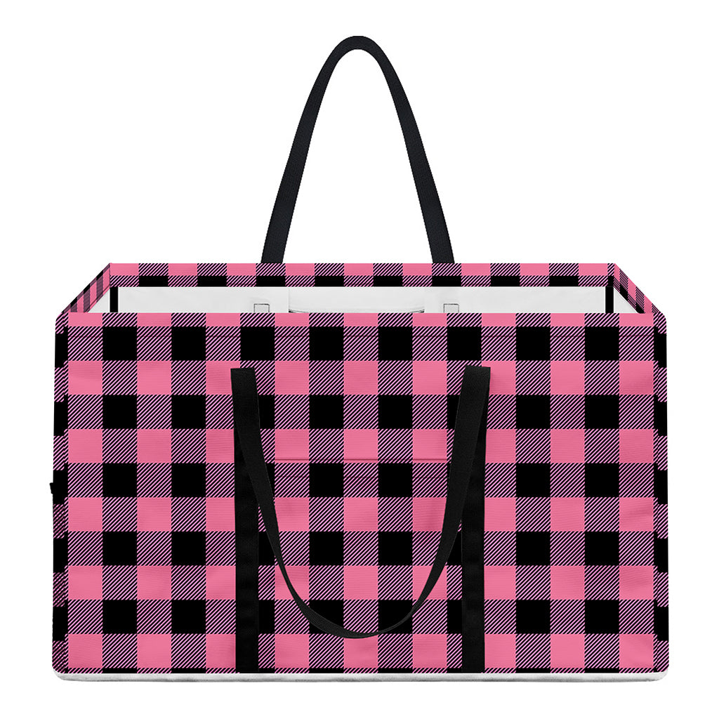 Pink And Black Buffalo Check Print Utility Tote Bag