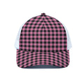 Pink And Black Buffalo Check Print White Mesh Trucker Hat