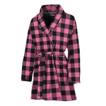 Pink And Black Buffalo Check Print Women's Bathrobe