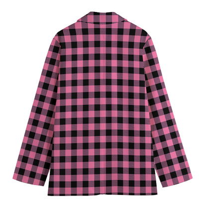 Pink And Black Buffalo Check Print Women's Blazer