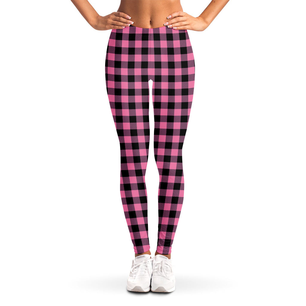 Pink And Black Buffalo Check Print Women's Leggings