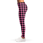 Pink And Black Buffalo Check Print Women's Leggings