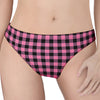 Pink And Black Buffalo Check Print Women's Thong