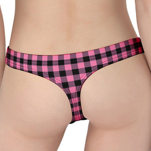 Pink And Black Buffalo Check Print Women's Thong