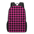 Pink And Black Buffalo Plaid Print 17 Inch Backpack