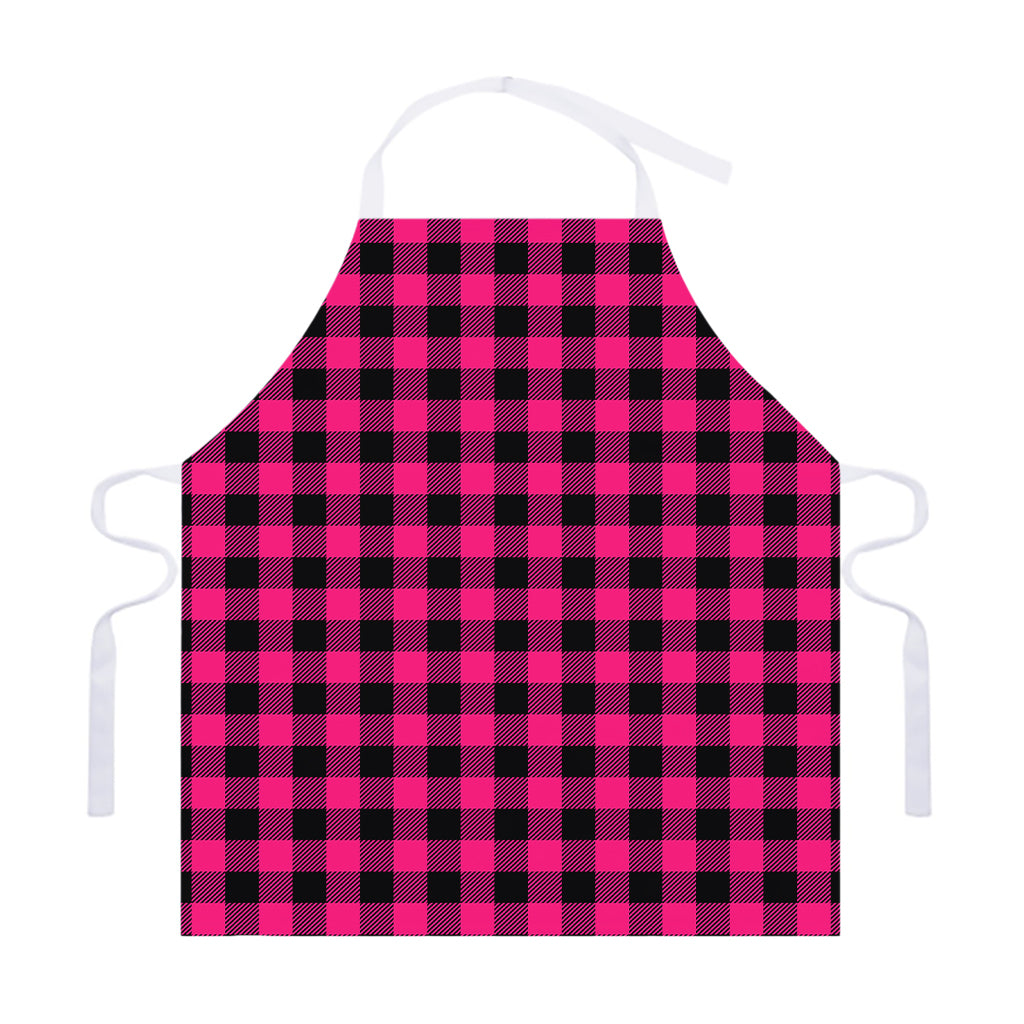 Pink And Black Buffalo Plaid Print Adjustable Apron