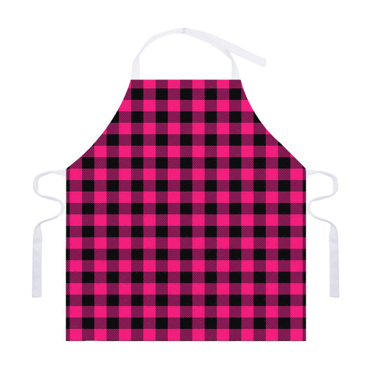 Pink And Black Buffalo Plaid Print Adjustable Apron