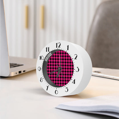 Pink And Black Buffalo Plaid Print Alarm Clock