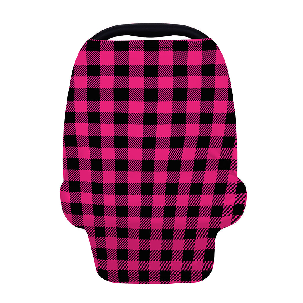 Pink And Black Buffalo Plaid Print Baby Seat Cover