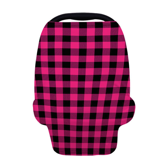 Pink And Black Buffalo Plaid Print Baby Seat Cover