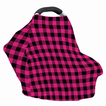 Pink And Black Buffalo Plaid Print Baby Seat Cover