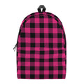 Pink And Black Buffalo Plaid Print School Backpack