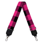 Pink And Black Buffalo Plaid Print Bag Strap