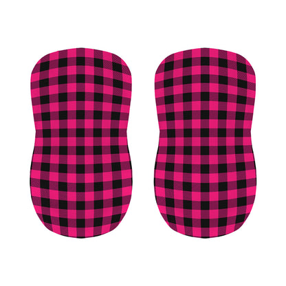 Pink And Black Buffalo Plaid Print Bar Stool Covers
