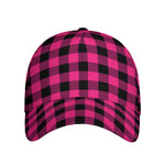 Pink And Black Buffalo Plaid Print Baseball Cap