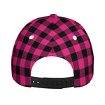 Pink And Black Buffalo Plaid Print Baseball Cap