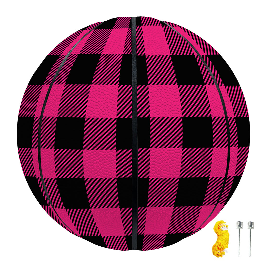 Pink And Black Buffalo Plaid Print Basketball