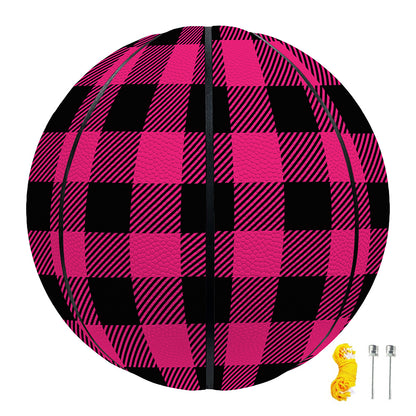 Pink And Black Buffalo Plaid Print Basketball