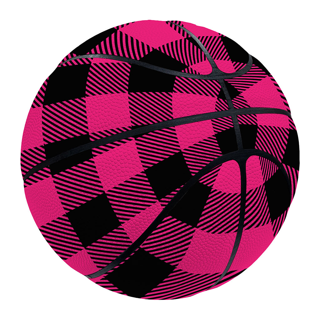 Pink And Black Buffalo Plaid Print Basketball