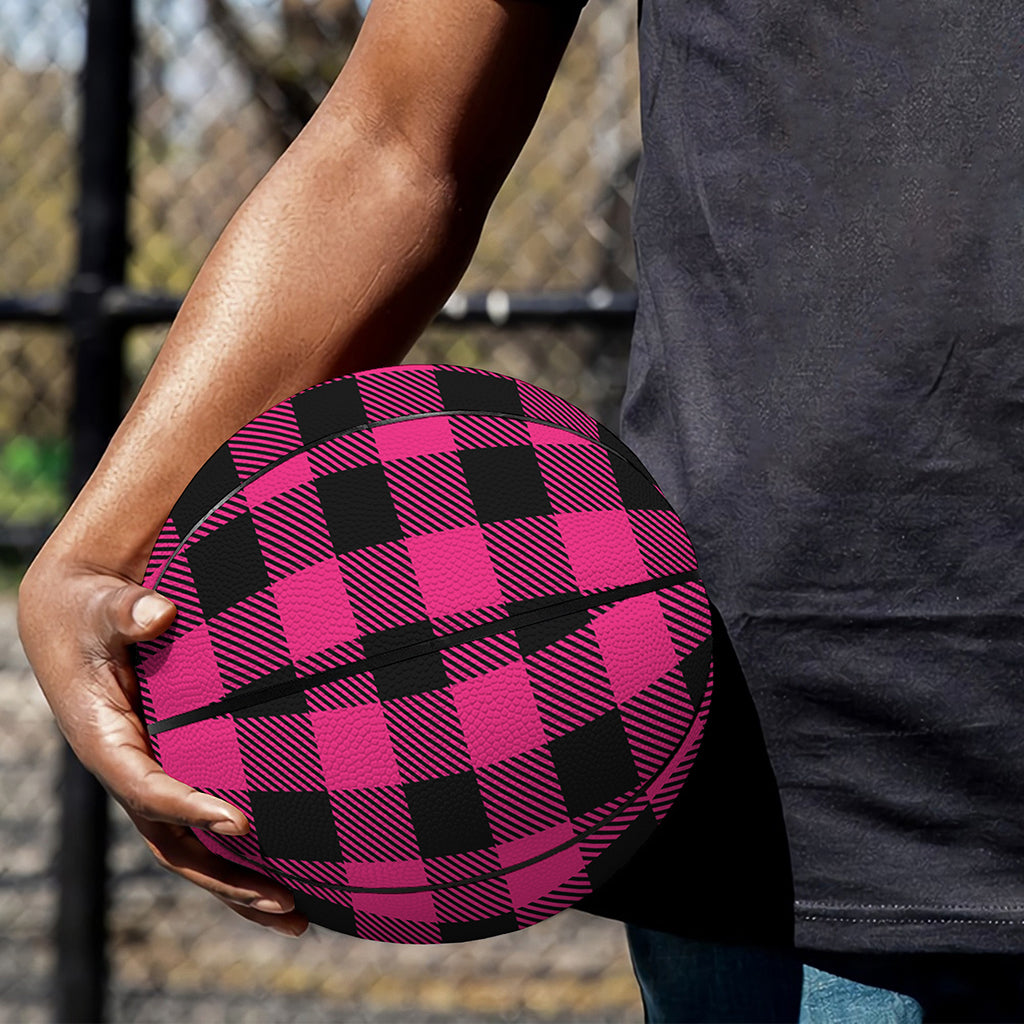 Pink And Black Buffalo Plaid Print Basketball