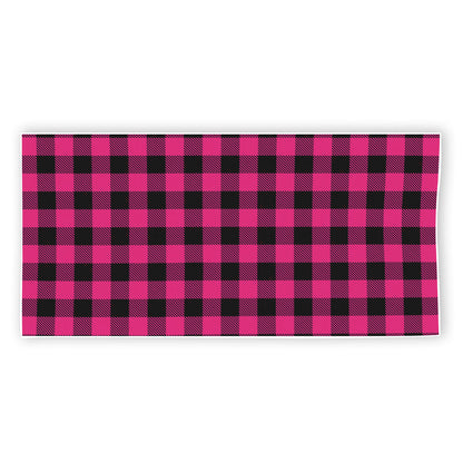 Pink And Black Buffalo Plaid Print Beach Towel
