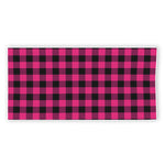 Pink And Black Buffalo Plaid Print Beach Towel
