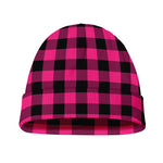 Pink And Black Buffalo Plaid Print Beanie