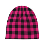 Pink And Black Buffalo Plaid Print Beanie