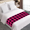 Pink And Black Buffalo Plaid Print Bed Runner