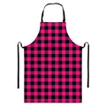 Pink And Black Buffalo Plaid Print Bib Apron With Pocket