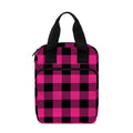 Pink And Black Buffalo Plaid Print Bible Tote Bag