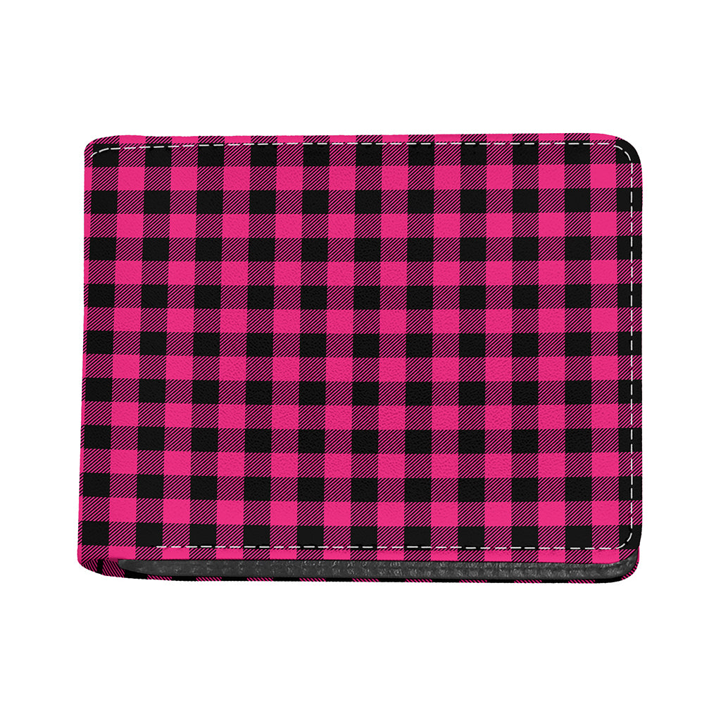 Pink And Black Buffalo Plaid Print Bifold Wallet