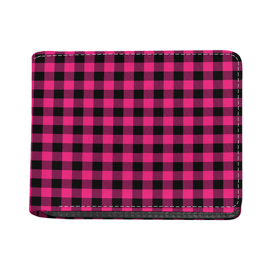 Pink And Black Buffalo Plaid Print Bifold Wallet