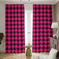Pink And Black Buffalo Plaid Print Dimout Pencil Pleat Curtains