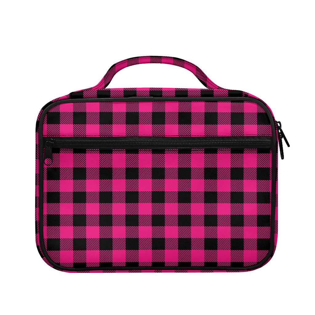 Pink And Black Buffalo Plaid Print Briefcase Bible Bag