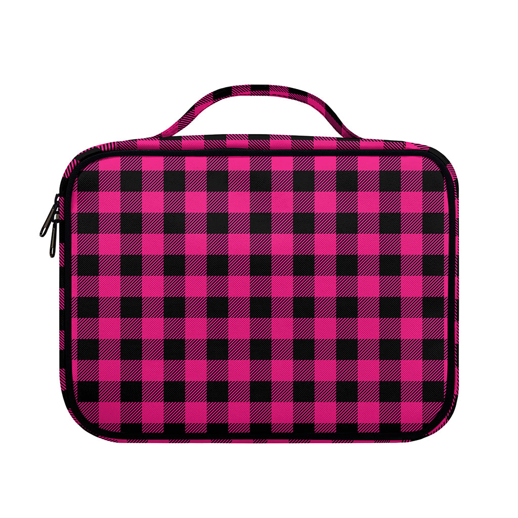 Pink And Black Buffalo Plaid Print Briefcase Bible Bag