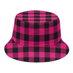 Pink And Black Buffalo Plaid Print Bucket Hat