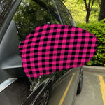 Pink And Black Buffalo Plaid Print Car Side Mirror Covers