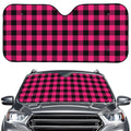 Pink And Black Buffalo Plaid Print Car Windshield Sun Shade