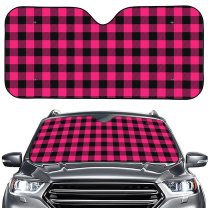 Pink And Black Buffalo Plaid Print Car Windshield Sun Shade