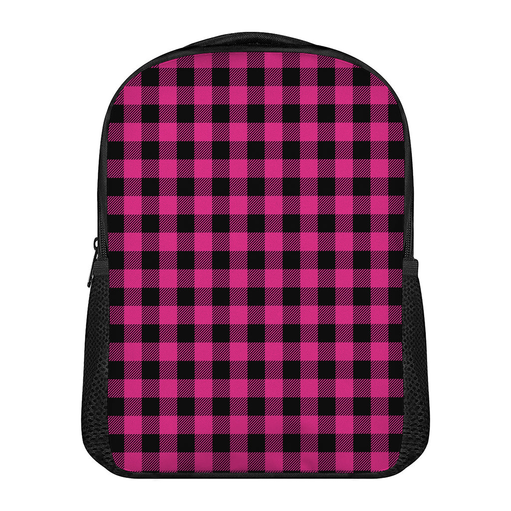 Pink And Black Buffalo Plaid Print Casual Backpack