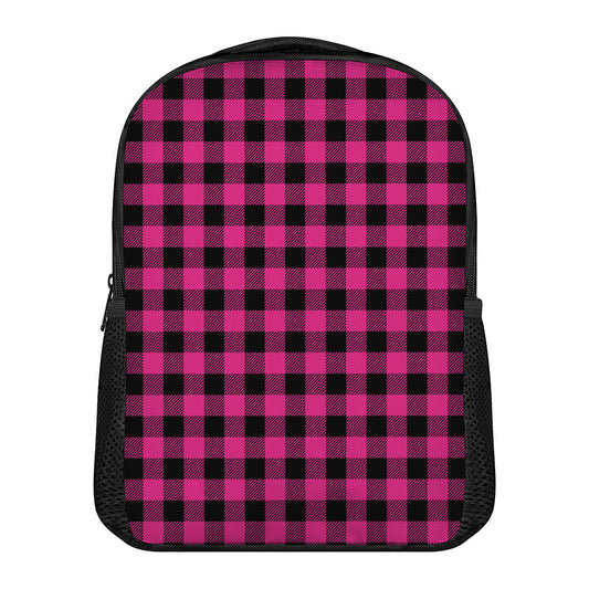 Pink And Black Buffalo Plaid Print Casual Backpack
