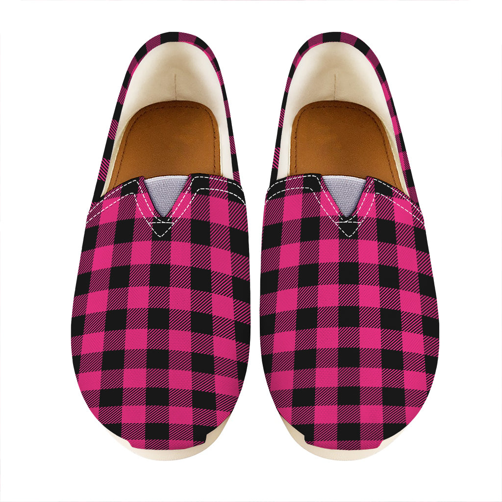 Pink And Black Buffalo Plaid Print Casual Shoes
