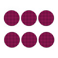 Pink And Black Buffalo Plaid Print Coaster Set