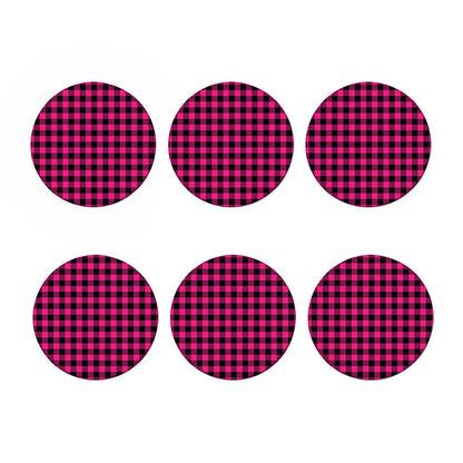 Pink And Black Buffalo Plaid Print Coaster Set